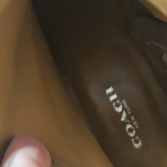 COACH Adella Burnished Calf Leather Taupe Grey Chain Flat Ankle Boots. Size 6.5 - Picture 10 of 16